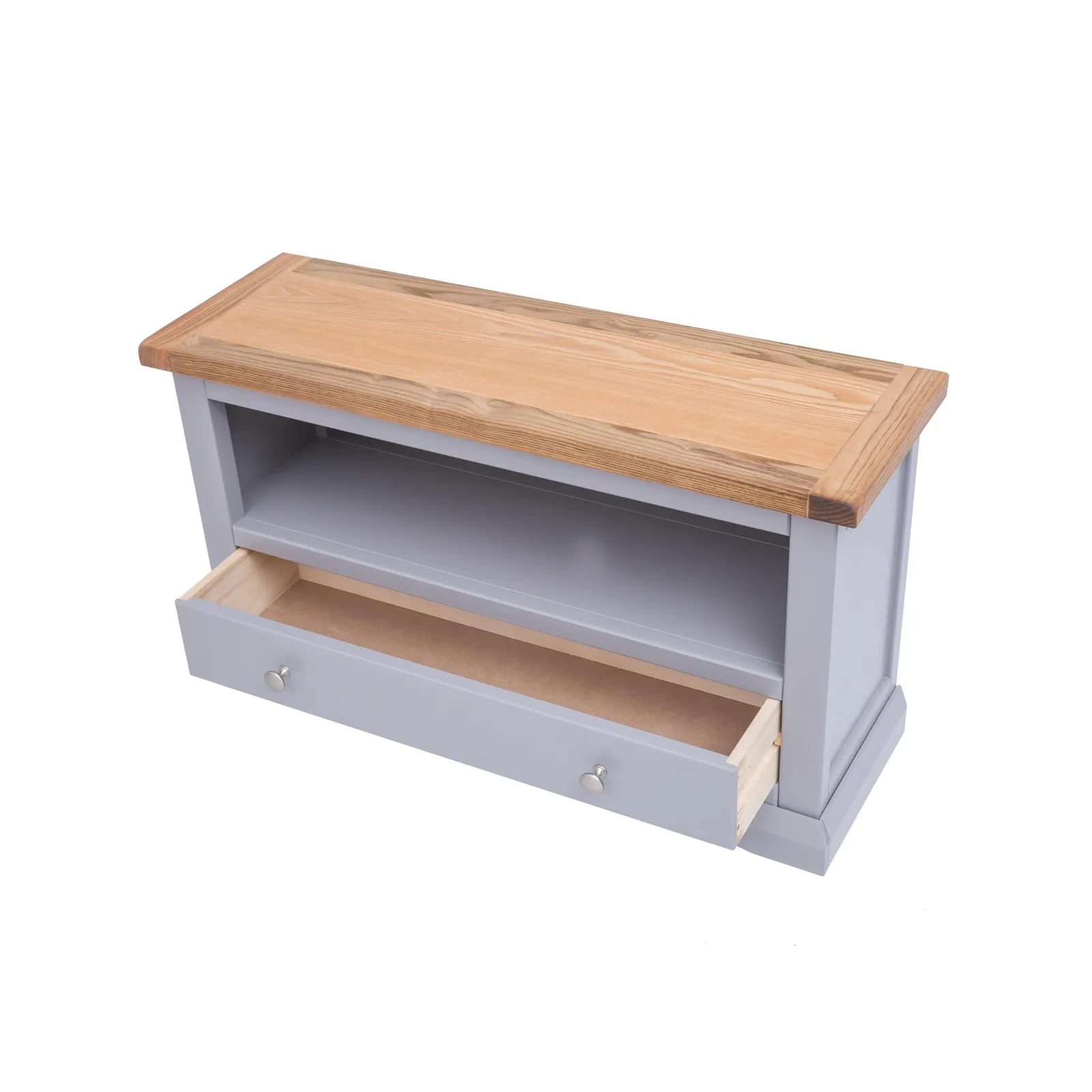 Cabinet Bits Rocca Grey 1 Drawer TV Cabinet Chrome Knob 4