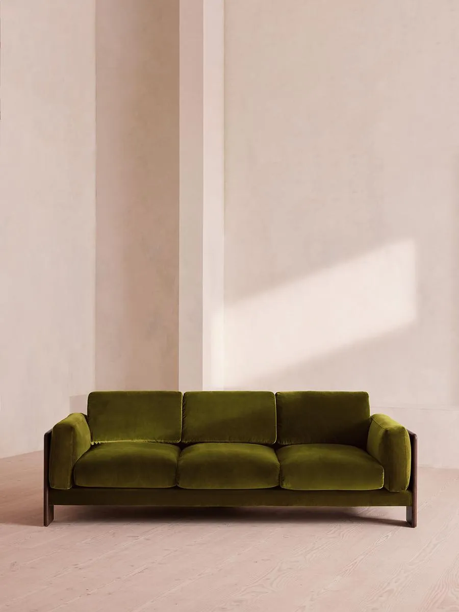 Marcia Three Seater Sofa, Velvet, Olive