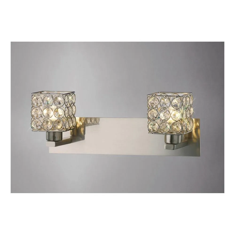 Netlighting Elsa Wall Lamp 2 Light Satin Nickel Crystal in Grey 2