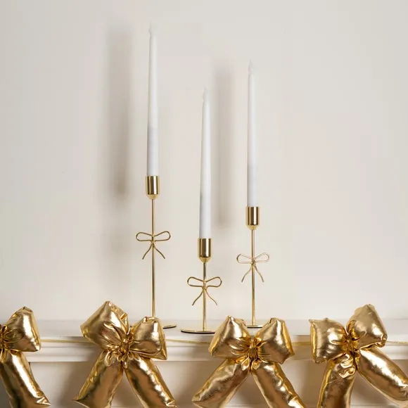 Set of 3 Gold Bow Candle Holders