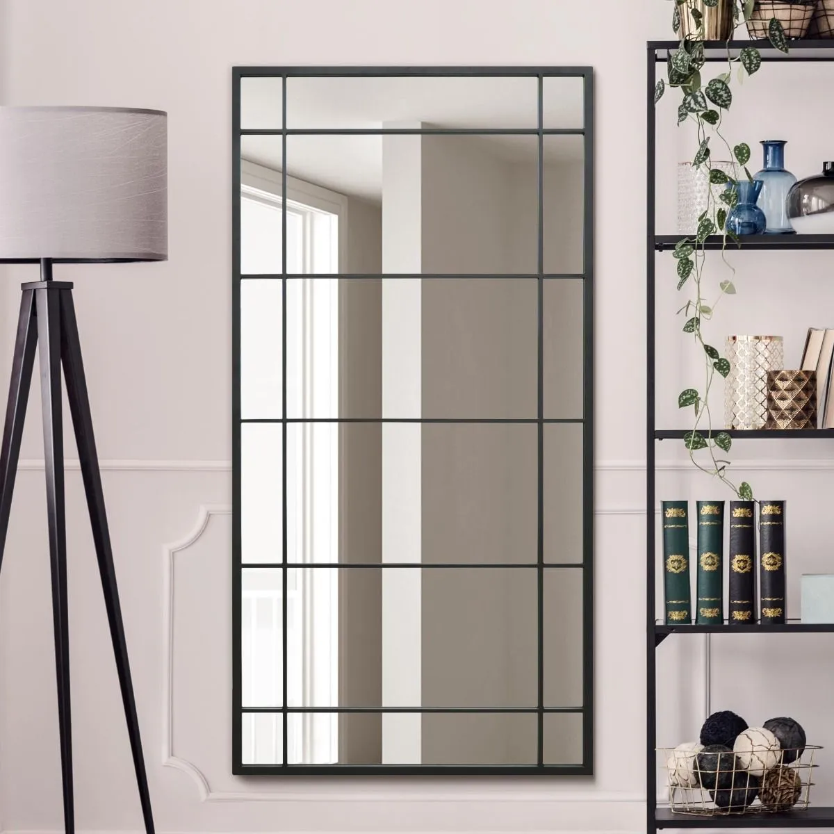 MirrorOutlet Black Metal Framed Window Wall or Leaner Mirror (160CM X 80CM) 6