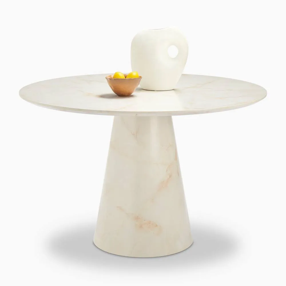 FurnitureboxUK Palma Round Cream Marble Effect Dining Table & 4 Caia Chairs 4