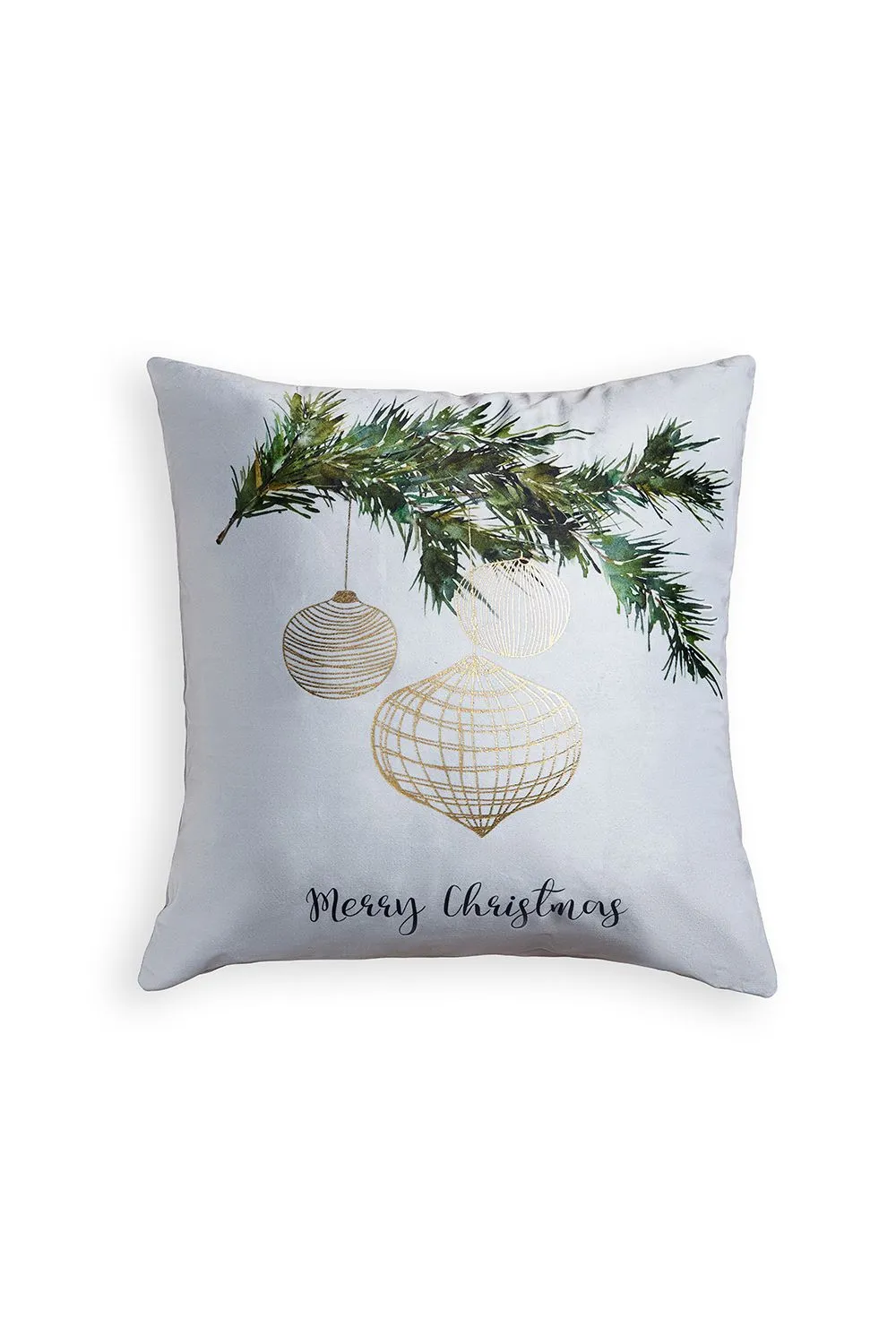 BHS Christmas Foil Bauble Design Cushion in Green 2