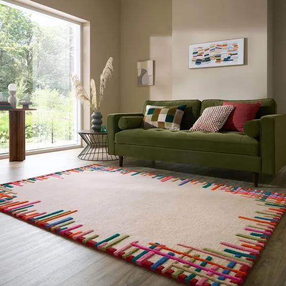 Sketch Border Wool Rug 1