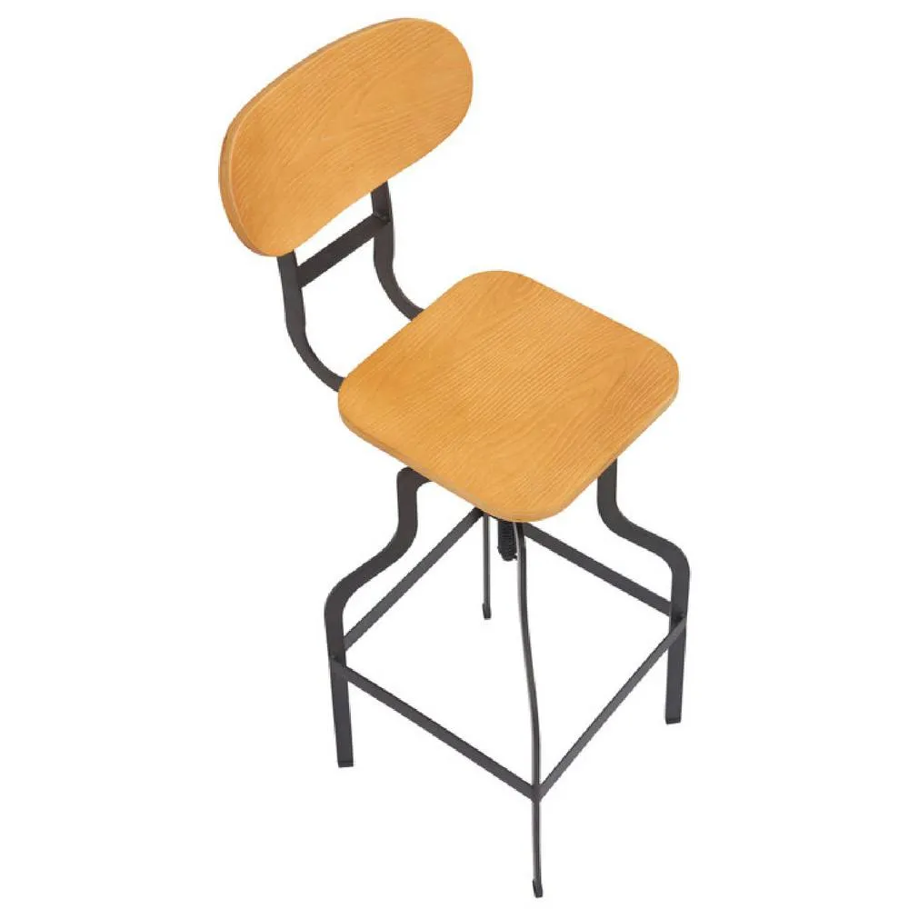 netfurniture Bolzing Retro Industrial Kitchen Bar Stool Natural Wood Seat in Brown 4