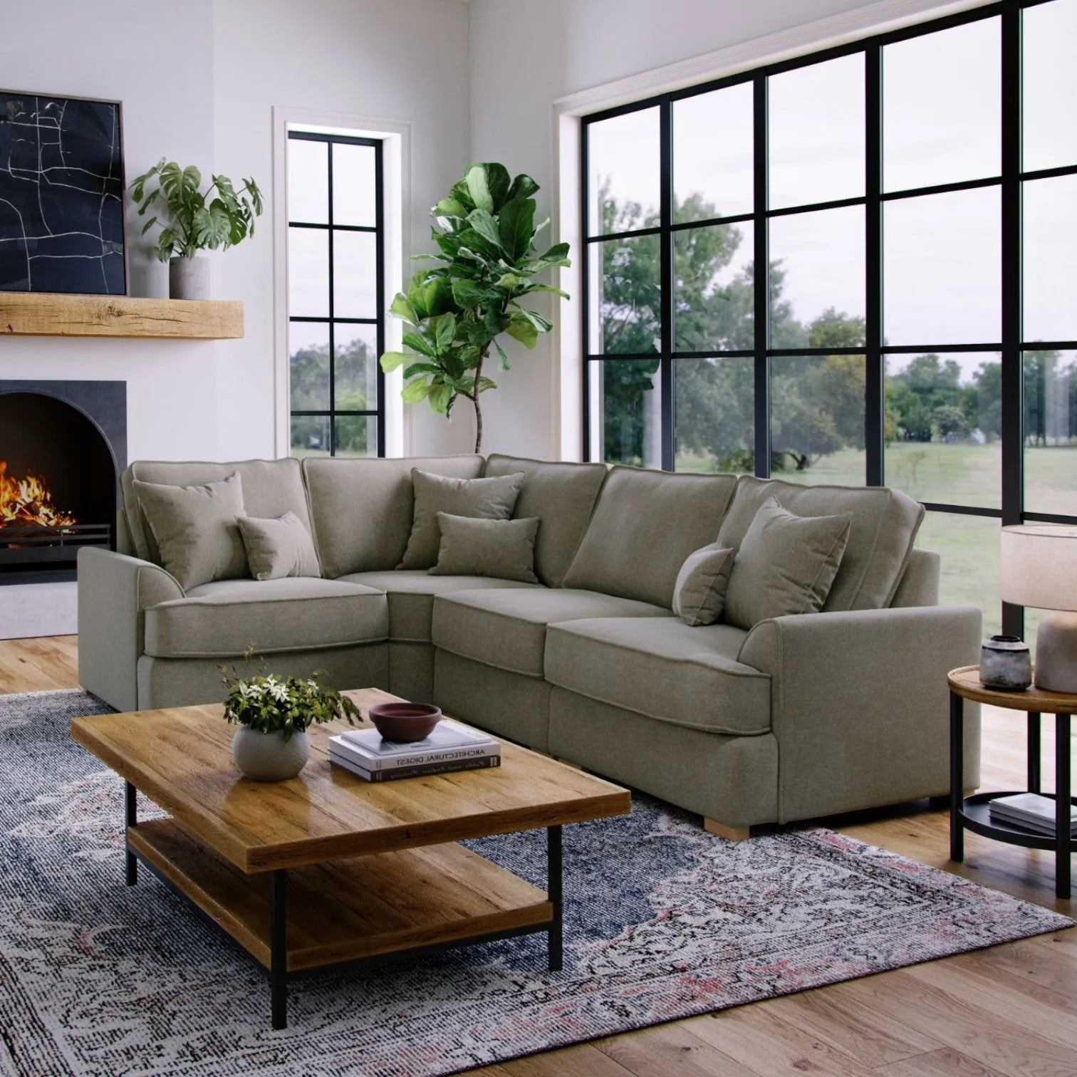 The Great Sofa Company Ophelia Left Hand Facing Chenille Corner Sofa in Grey