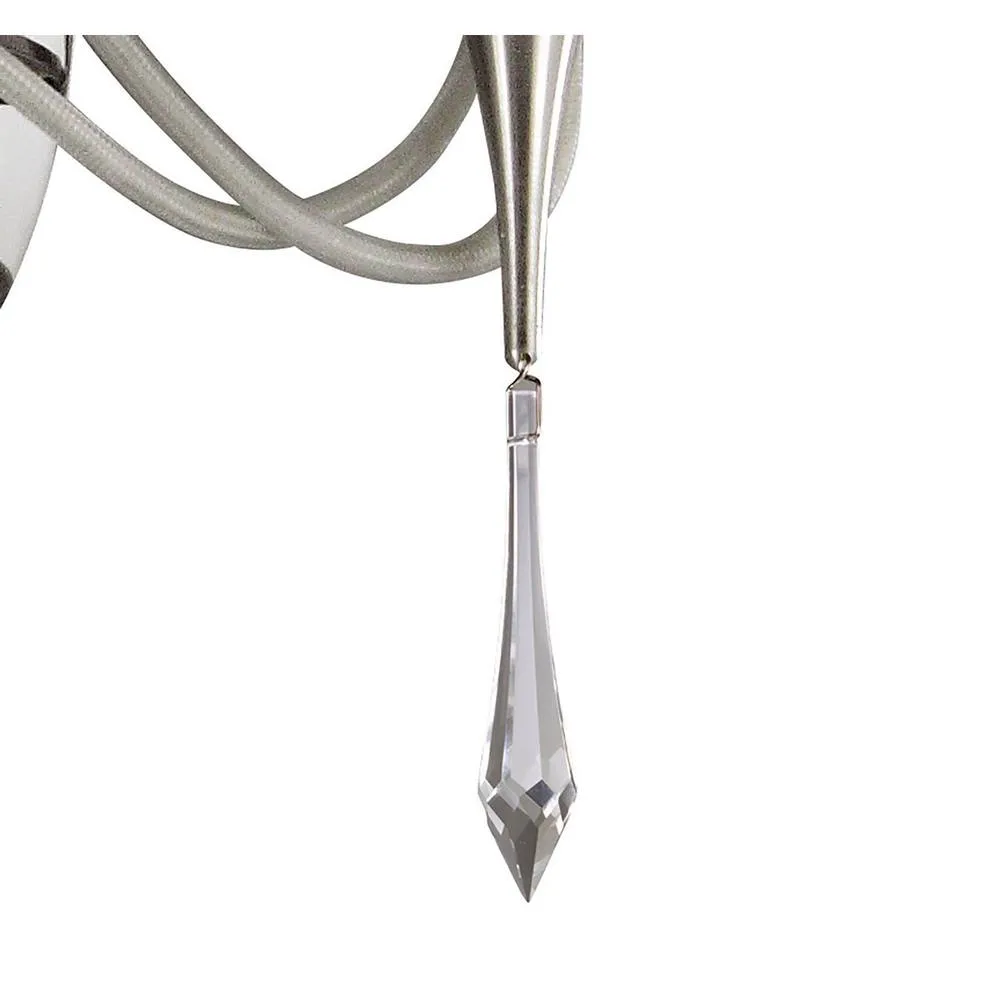 Netlighting Lucca Wall Lamp Switched 2 Light E27 Chrome White Shades & Crystal in Grey 6