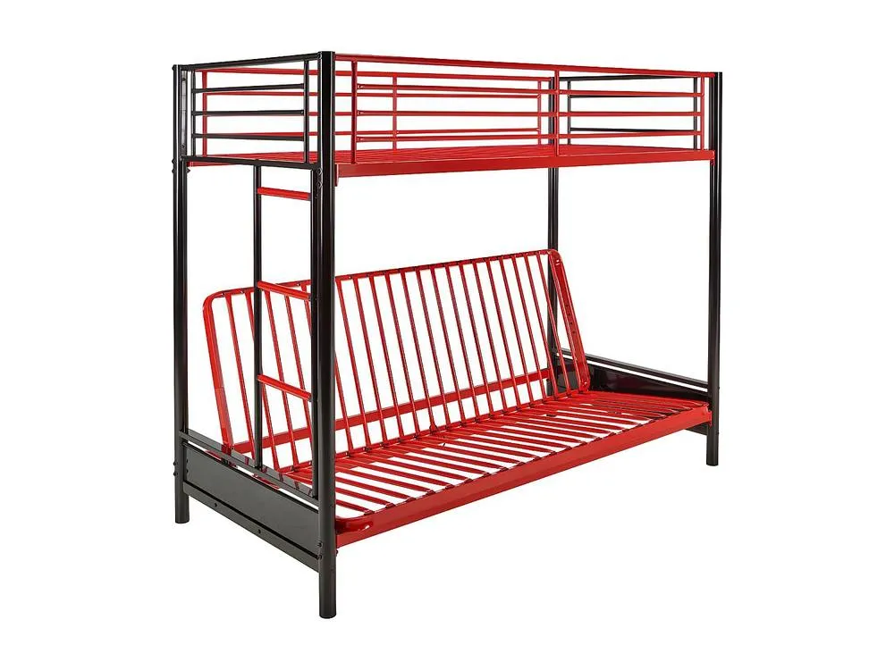 Vente-unique High Sleeper Bed 90 X 190 Cm - With Sofa Bed - Metal - Black & Red 5
