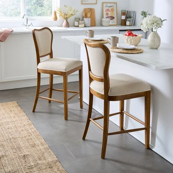Betty Counter Height Bar Stool, Tiny Stripe Fabric 2
