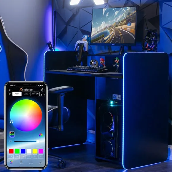 X Rocker Electra Desk with Wireless Charging and LED Lights 2