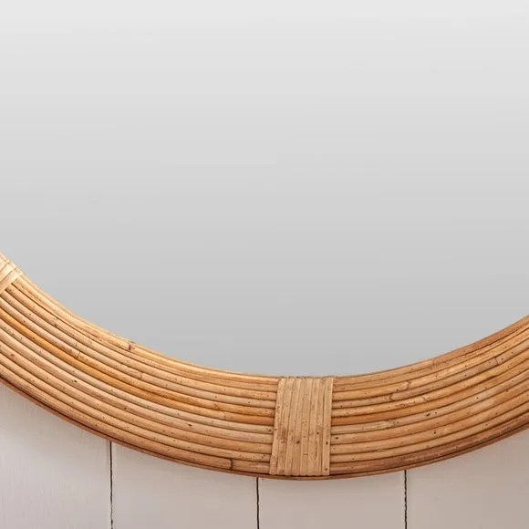 Natural Bent Bamboo Frame Round Wall Mirror 3