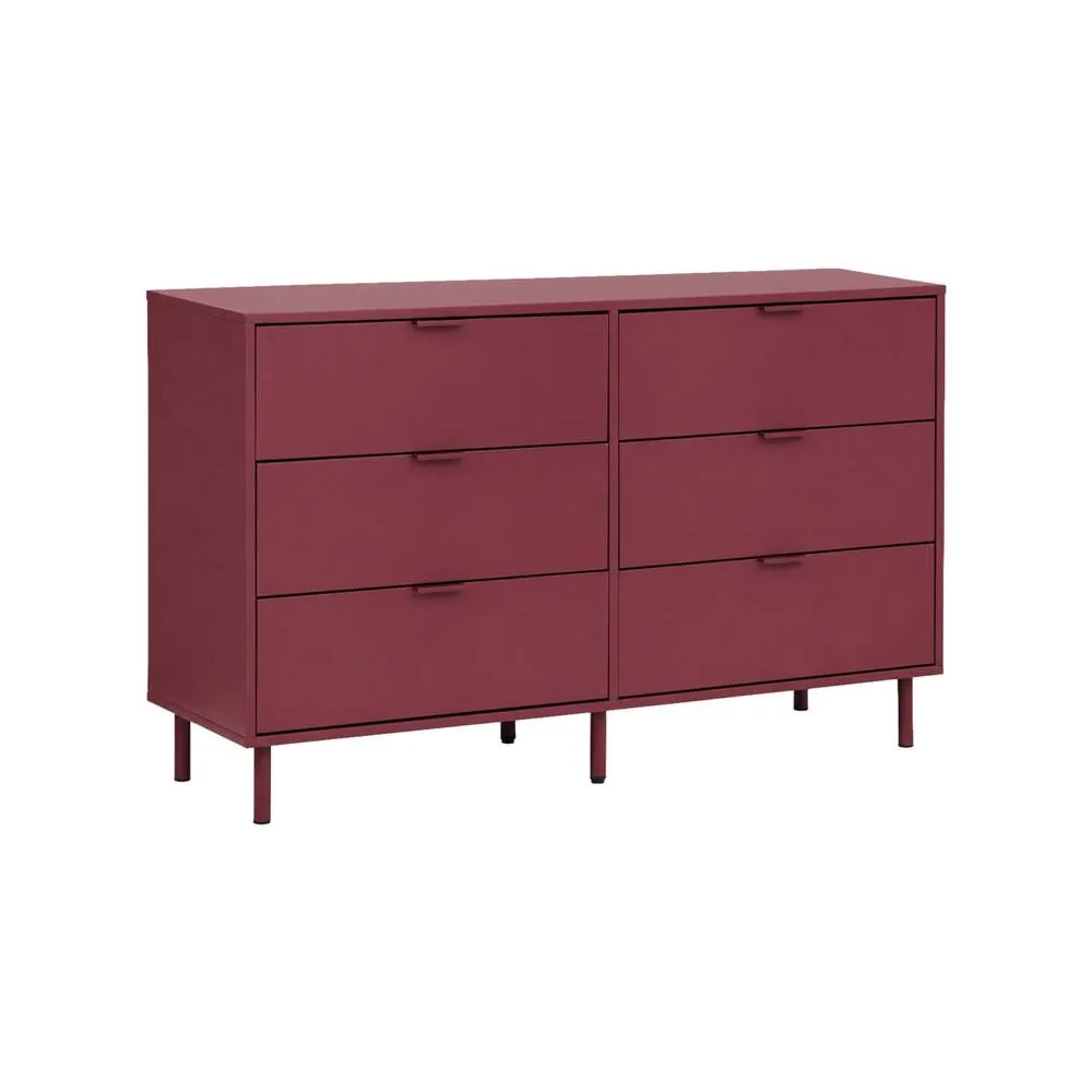 sweeek Chest of 6 drawers wood decor & metal in Burgundy 2