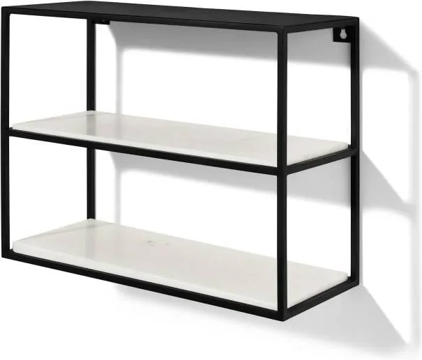 Dordie 2-Tier Wall-Mounted Storage Shelf Unit, Marble & Metal