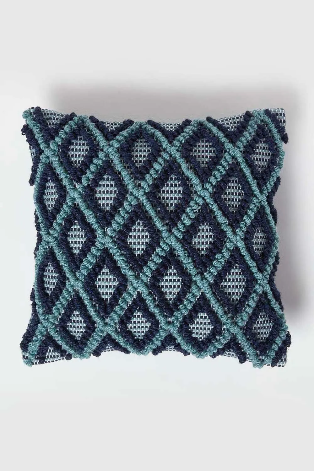 Homescapes Tula Handwoven Textured Navy & Teal Cushion