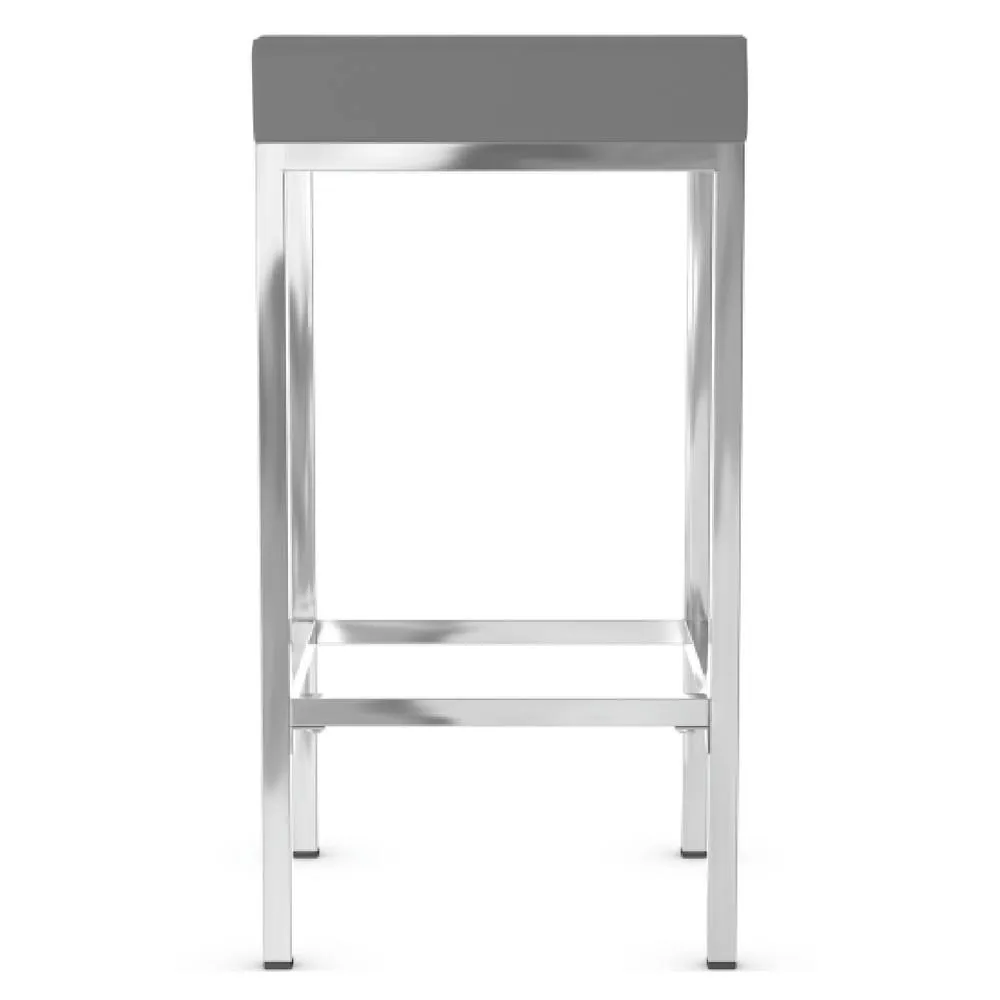 netfurniture Ernest Grey Padded Kitchen Bar Stool Chrome Frame Cube Fixed Height 4