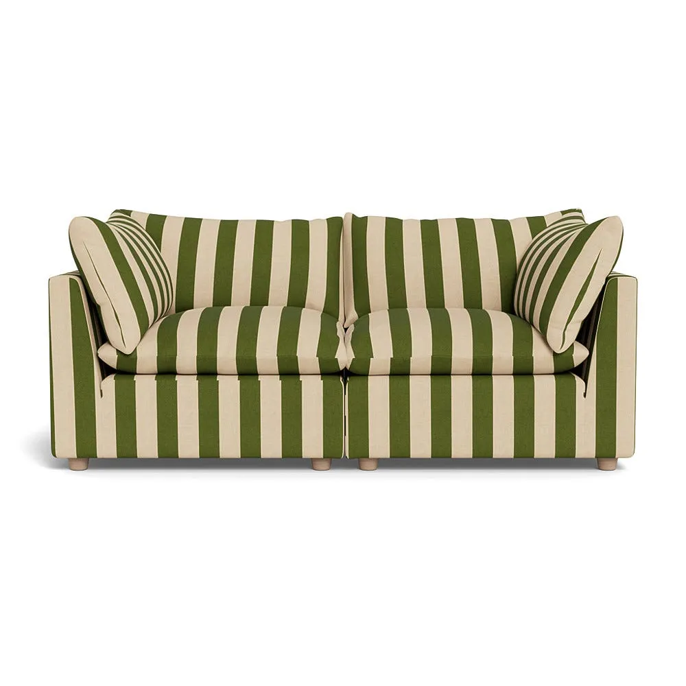Heal's Astrid 3 Seater Sofa Capelo Linen-Cotton Stripe Green Natural Beech Feet 1
