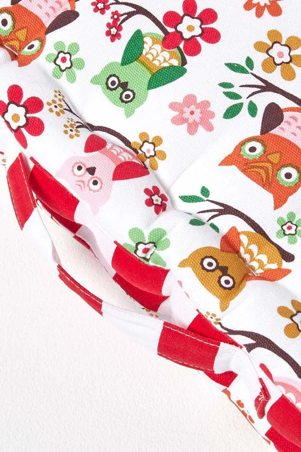 Homescapes Cotton Owl Floor Cushion in Red 4