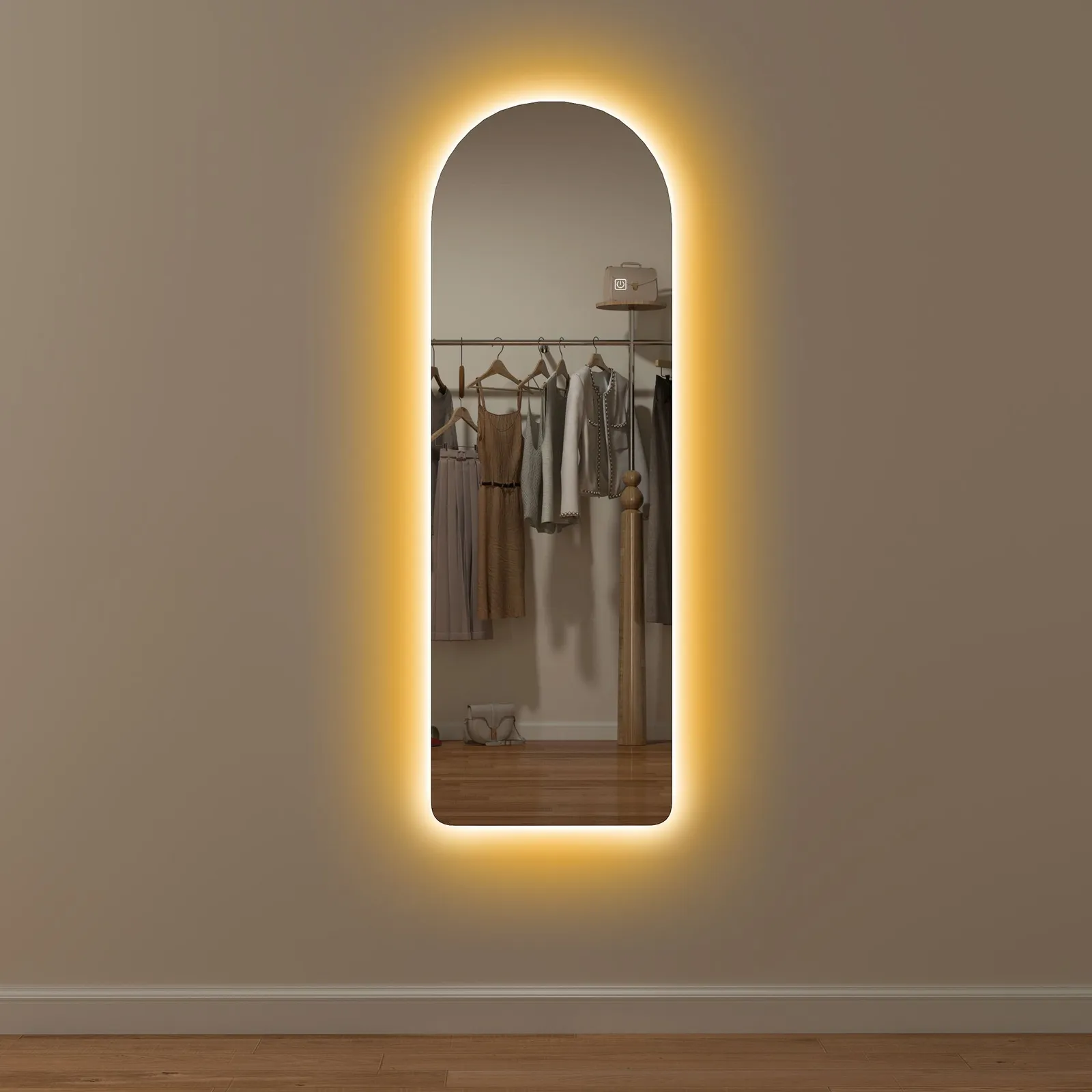 HOMCOM Full Length Wall Mirror with Lights Dimming & 3 Colour Adjustable in Clear 2
