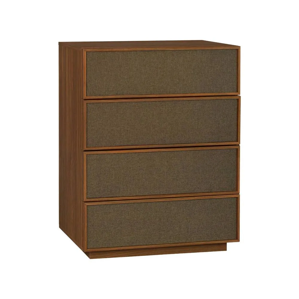 sweeek Chest of 4 drawers with wood decor & fabric in Dark Brown 2