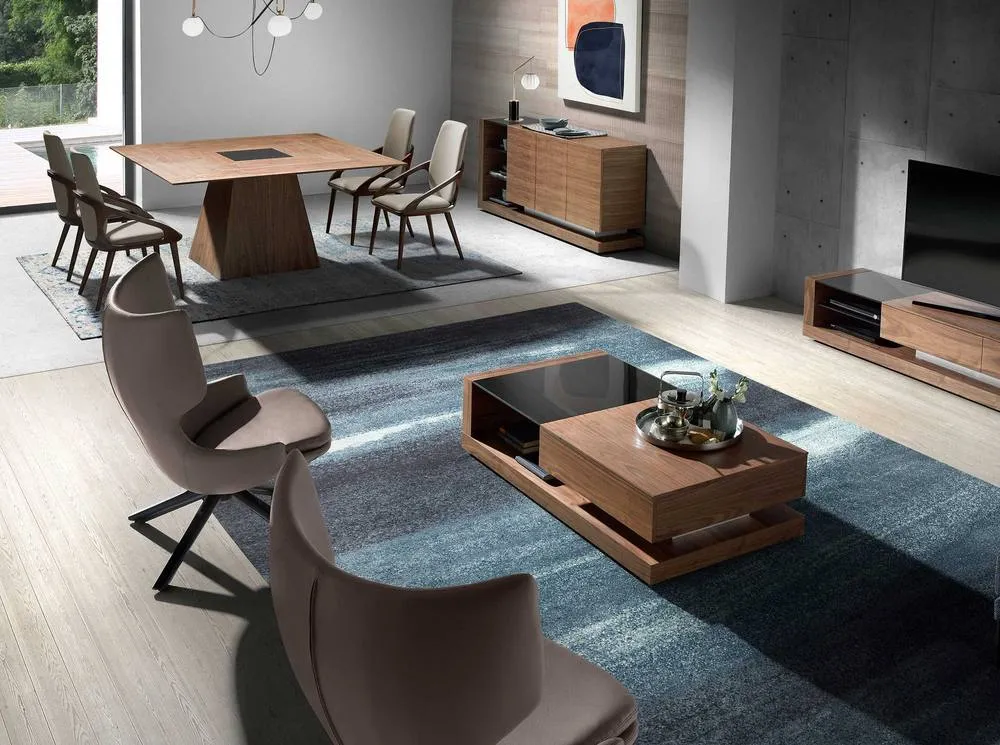 Angel Cerda Square Walnut Dining Table 150x150 cm Natural Walnut in Brown 4