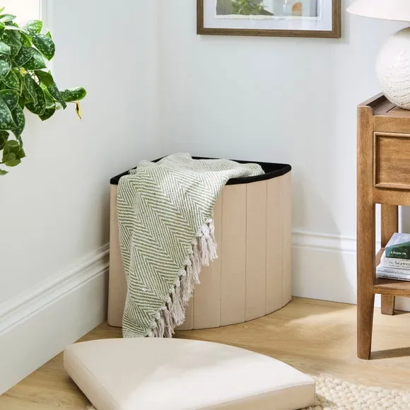 Faux Linen Corner Ottoman 2