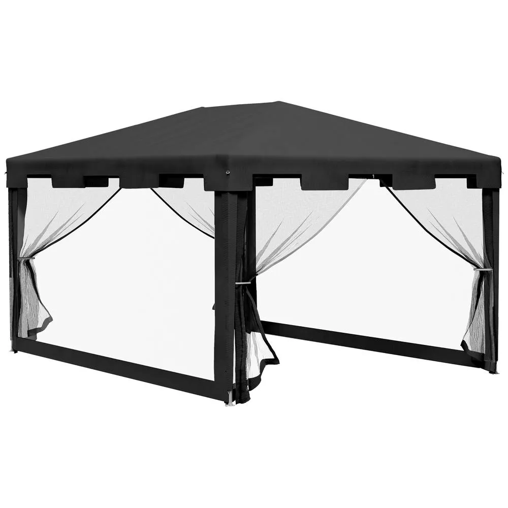 OUTSUNNY 4 x 3m Party Tent Waterproof Garden Gazebo Canopy Wedding Cover Shade in Dark Grey 2