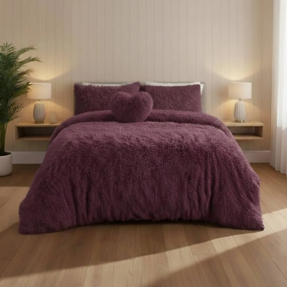Snug City Super Fluffy Duvet Cover Ultra Soft, Cloud-Like Comfort Snug Sleep in Plum