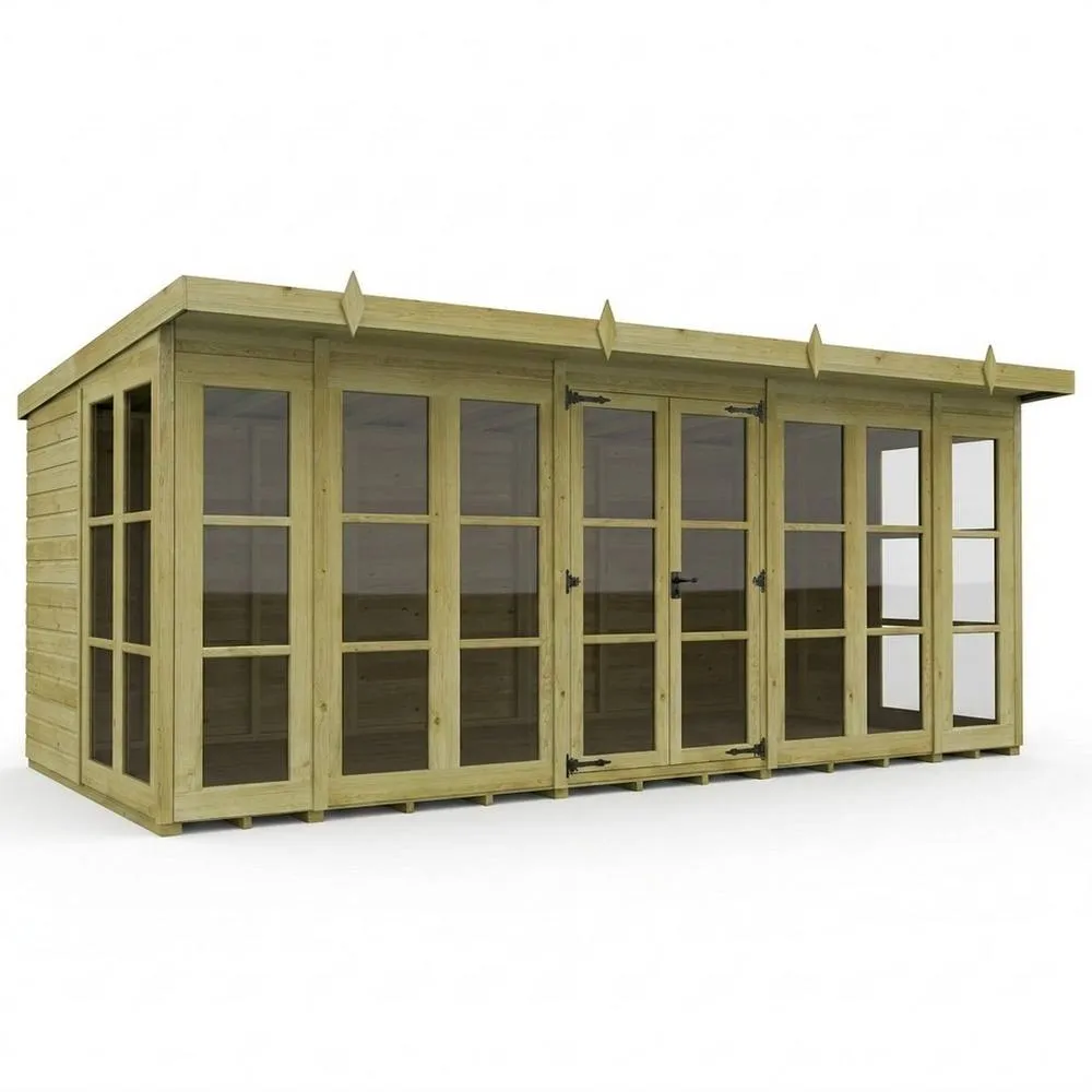 Buttercup Farm 16ft x 8ft Georgian Pent Summer House - Pressure Treated Timber in Brown
