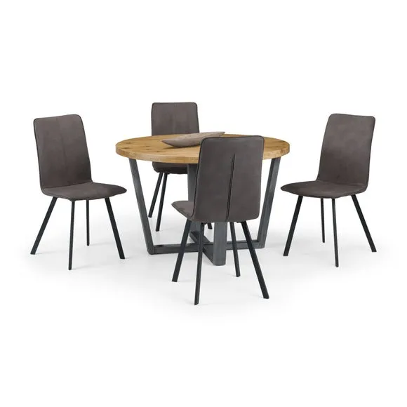 Brooklyn 4 Seater Round Dining Table with 4 Monroe Chairs, Solid Oak