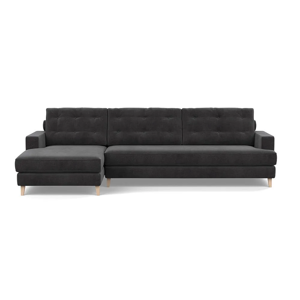 Heal's Mistral Left Hand Facing Corner Sofa Smart Luxe Velvet Nickel Natural Feet 1