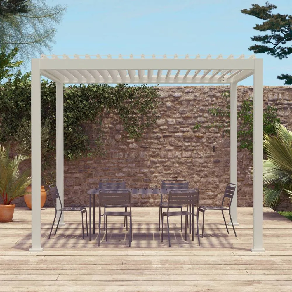 sweeek Louvered pergola aluminium 3 x 3m V2 in Beige 3