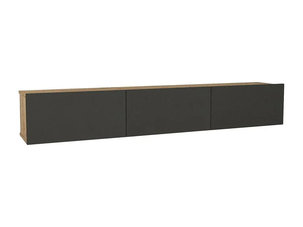 Vente-unique Wall - Mounted TV Unit With 3 Doors - Anthracite & Light Natural in Grey 2