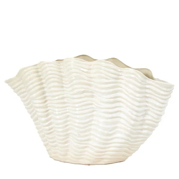 Gallery Direct Clam Vase Large Reactive White 370x165x225mm, White 5