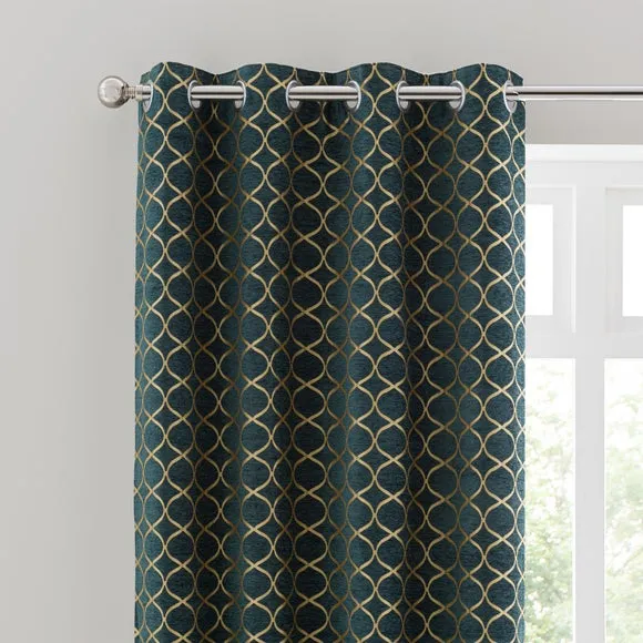 Chenille Ogee Eyelet Curtains 1