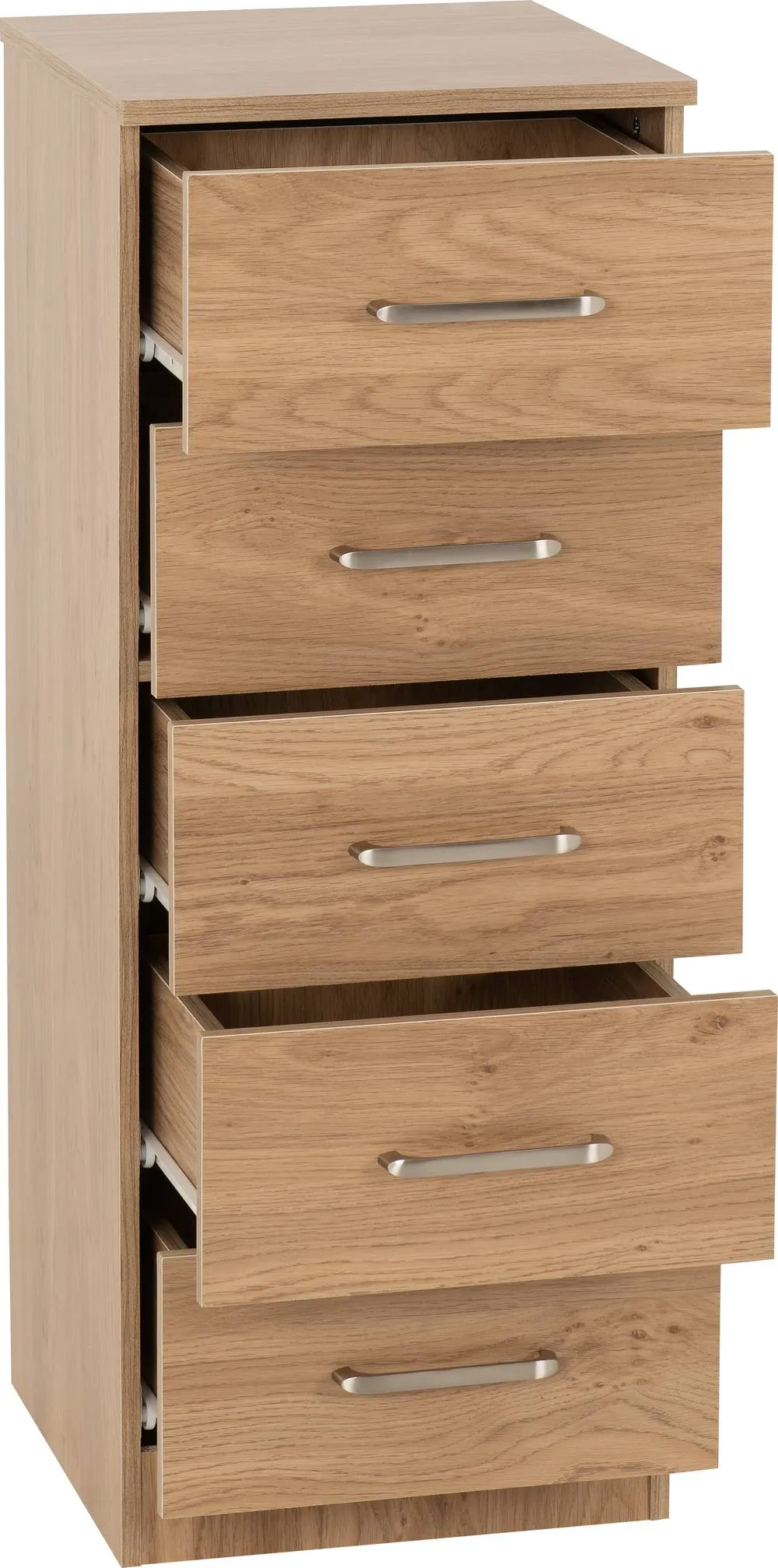 Seconique Dakotia 5 Drawer Narrow Chest in Light Oak 3