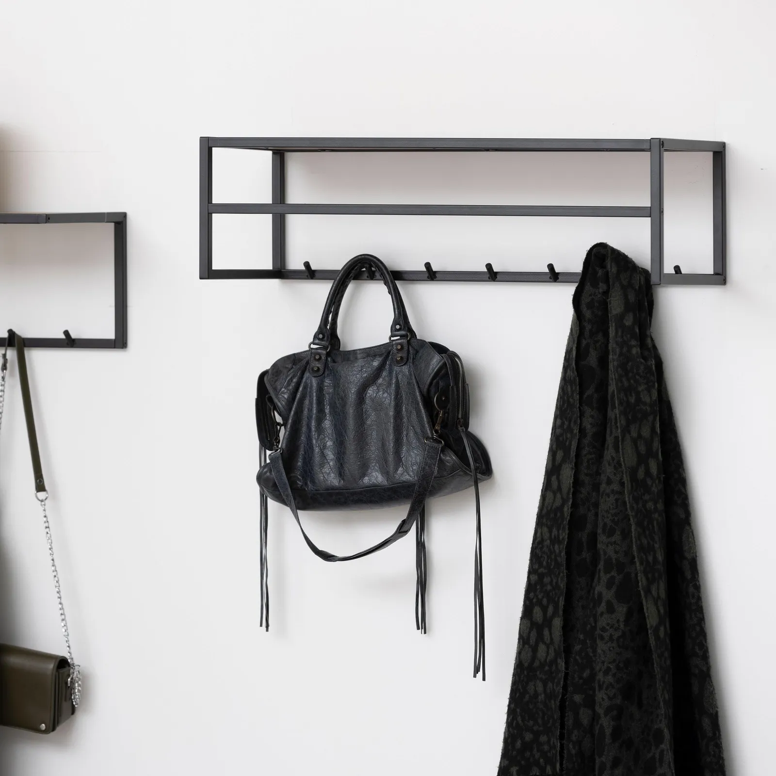 Furniture To Go Seaford Black Metal Coat Rack with Oak Top in Brown 5