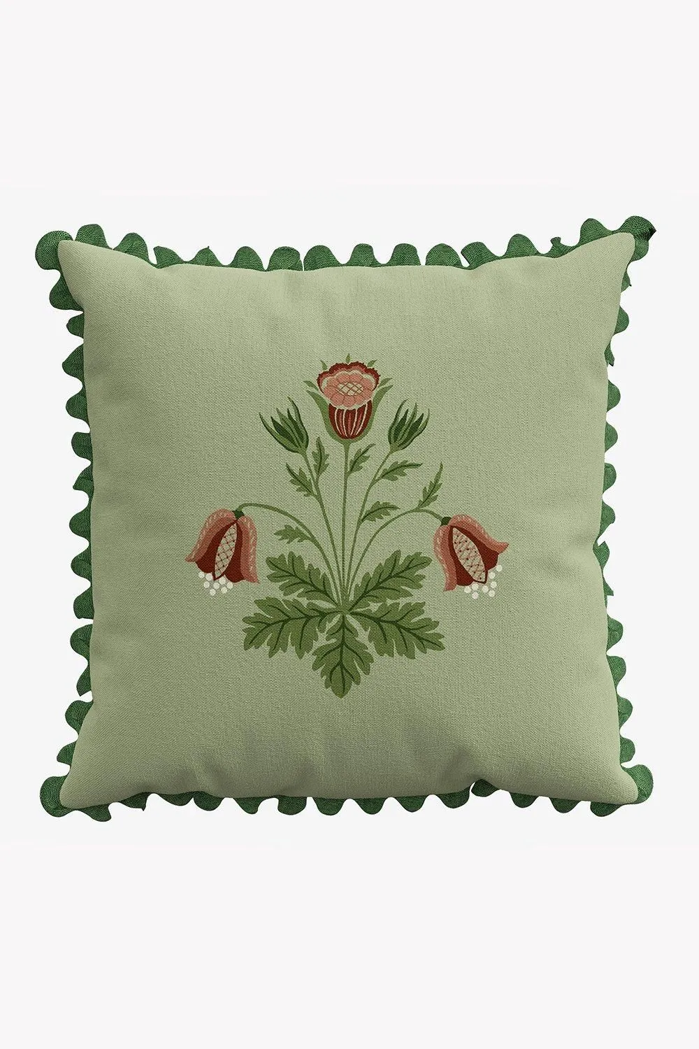 Morris & Co 'Rose' Cotton Cushion in Green