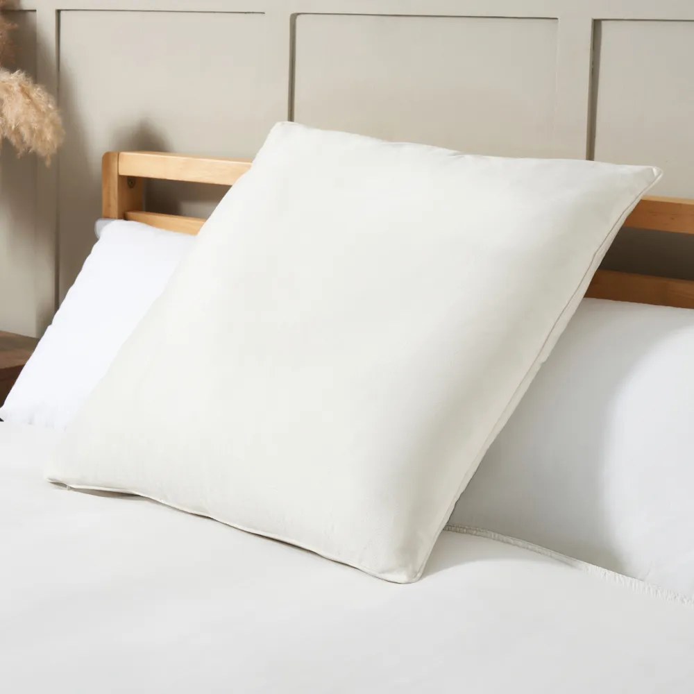 Large Velour Piped Cushion, Ecru 1