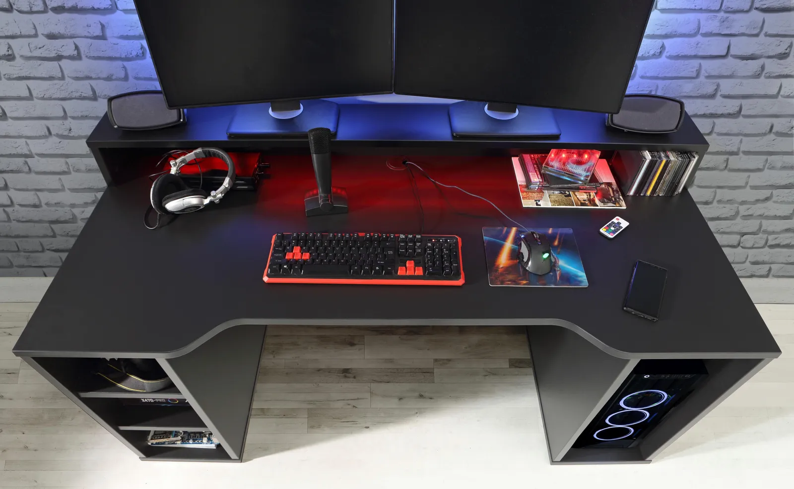 Furniture To Go Loadout Wide Black Gaming Desk with Colour Changing LED 4