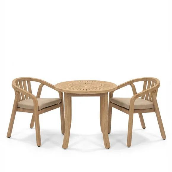 Maris 2 Seater Round Bistro Set With 2 Riven Chairs 2