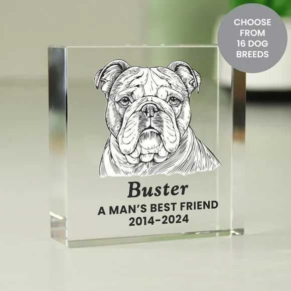 Personalised Dog Breed Small Crystal Ornament 3