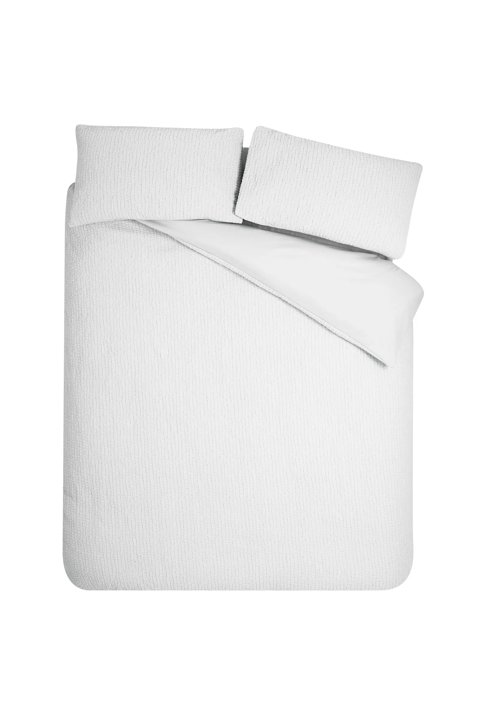 Catherine Lansfield Crinkle Seersucker Duvet Cover Set in White 5