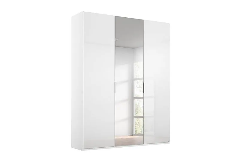 Formes Glass 3 Door Hinged Wardrobe with 1 Mirror - White/White Front