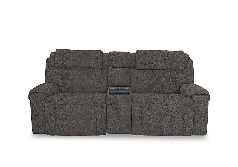 Hollywood Fabric 3 Seater Power Recliner Media Sofa with Power Headrests and Storage Arms - Dark Grey