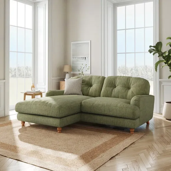 Martha Slub Faux Linen Corner Chaise Sofa 1