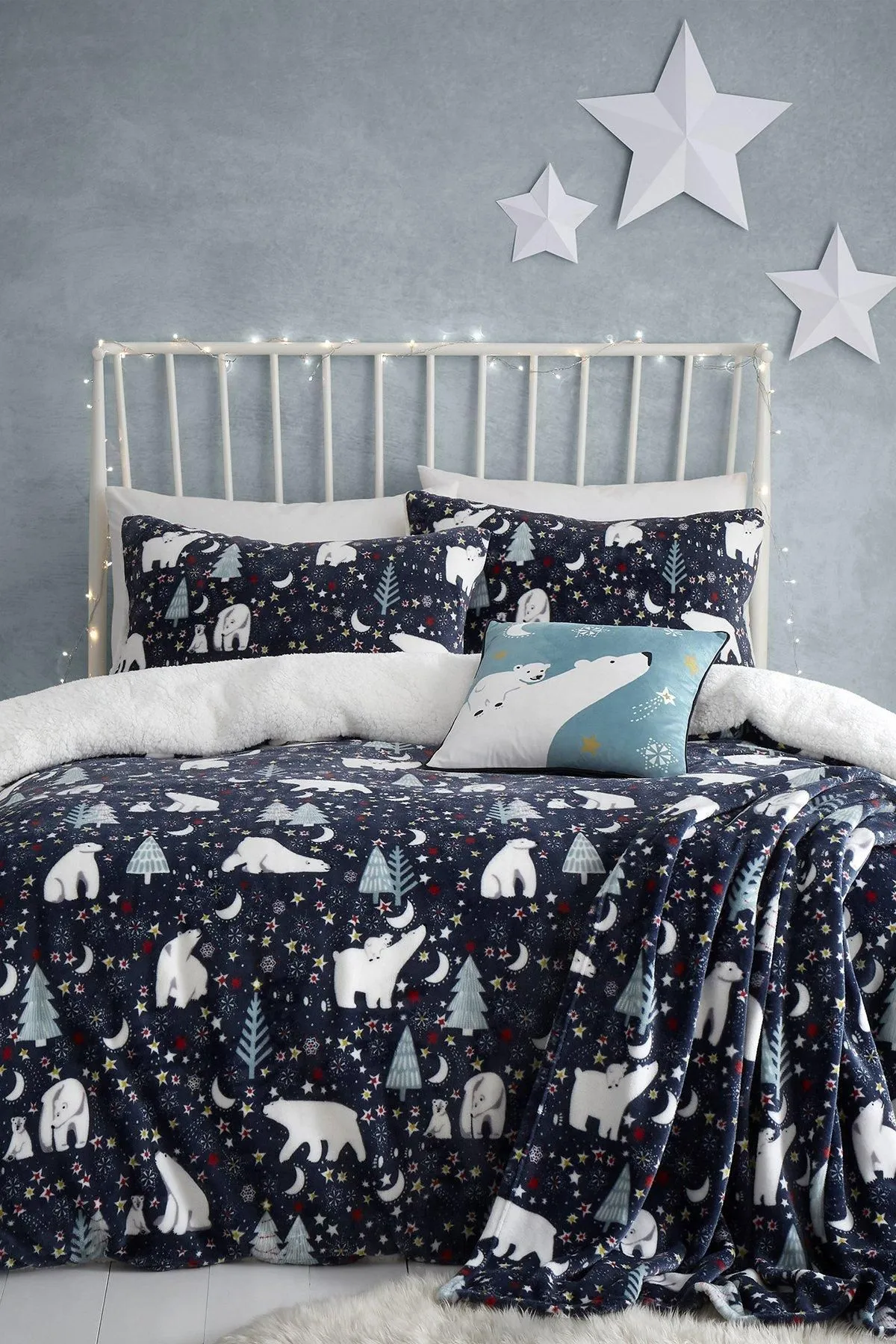 Fusion 'Starry Night' Cosy Fleece Duvet Cover Set in Blue
