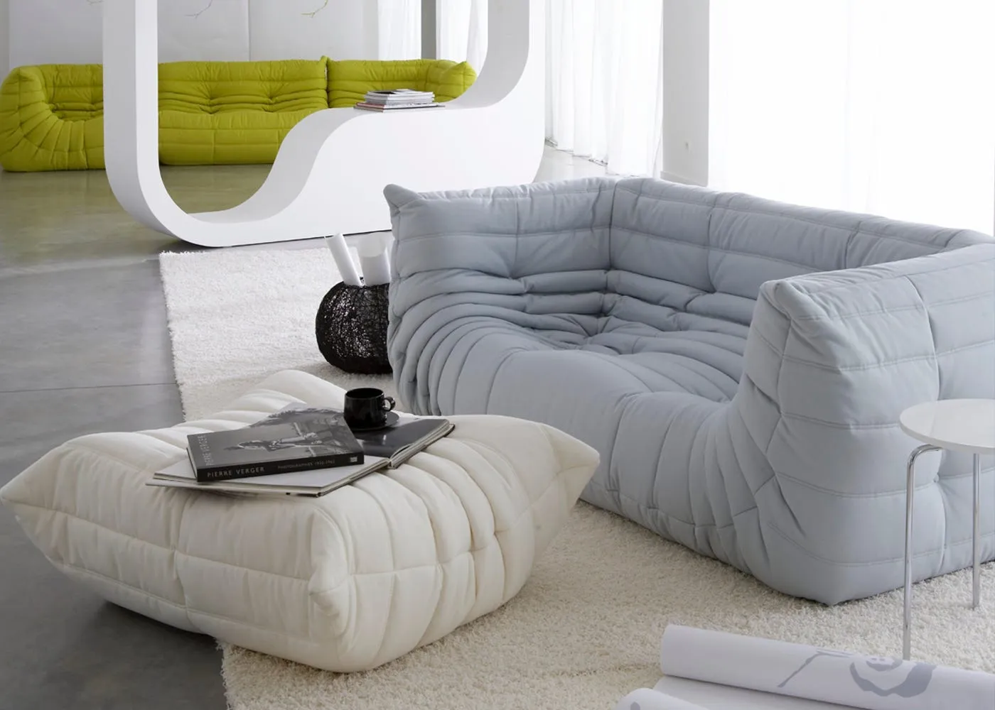 Ligne Roset Togo Medium Settee in Alcantara Cadmium 2