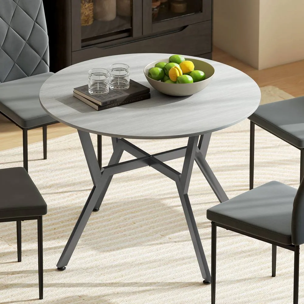 HOMCOM Small Kitchen Table with Black Steel Legs, Dining Table in Grey