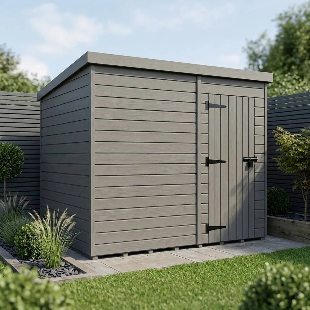 Buttercup Farm 10ft x 9ft Composite Pent Garden Shed Single Door No Windows - Grey 2