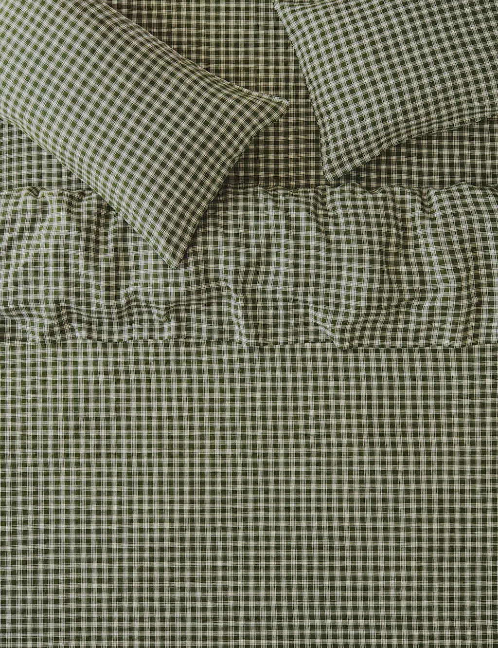 Piglet In Bed Pure Linen Gingham Duvet Cover Dark Green